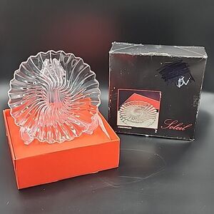 Crystal by Cristal D'arques France Soleil Dessert Plate 24% lead Crystal boxed 6